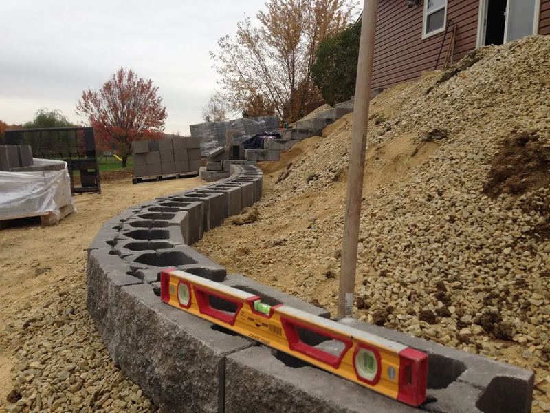 Retaining walls job in the Bluffside neighborhood of La Crosse